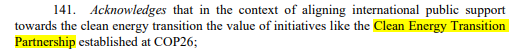 beth_wa's tweet photo. While talks are stalled, it's still heartening to see the Clean Energy Transition Partnership referenced in the NCQG draft text here. and an excellent thread as usual from Natalie at IISD https://t.co/COL7qcj7p4