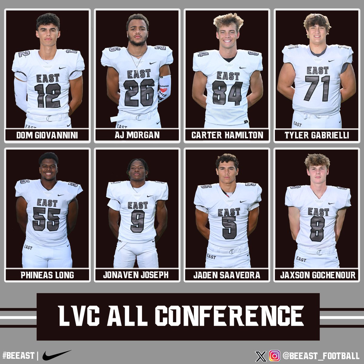 South Lyon East Football (@beeast_football) on Twitter photo Congrats to the following student-athletes who received All-<a href="/LakesVC/">Lakes Valley Conf.</a> recognition:
QB - Dom Giovannini
RB/DB - AJ Morgan
TE/LB - Carter Hamilton
OL/DL - Tyler Gabrielli
OL/DL - Phineas Long
WR/DB - Jonaven Joseph
RB/LB - Jaden Saavedra
TE/LB - Jaxon Gochenour
#BeEAST Congrats to the following student-athletes who received All-<a href="/LakesVC/">Lakes Valley Conf.</a> recognition:
QB - Dom Giovannini
RB/DB - AJ Morgan
TE/LB - Carter Hamilton
OL/DL - Tyler Gabrielli
OL/DL - Phineas Long
WR/DB - Jonaven Joseph
RB/LB - Jaden Saavedra
TE/LB - Jaxon Gochenour
#BeEAST