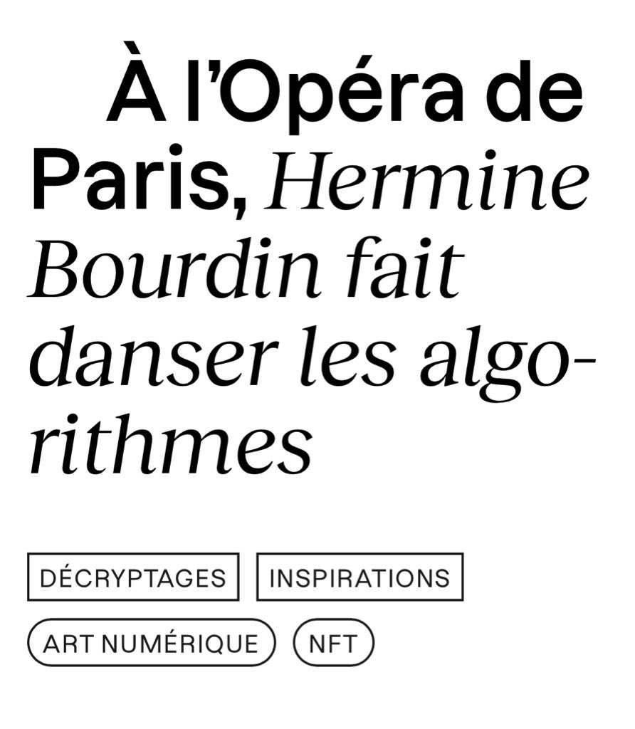 Merci beaucoup <a href="/f_immersive/">Fisheye Immersive</a> 🙏 
pour cet article qui retrace l’histoire de #CoddessVariations alliant sculpture, danse &amp; code en collaboration 
avec <a href="/operadeparis/">Opéra de Paris</a> ✨et la talentueuse danseuse @eugenie_drion ✨ainsi que de nombreux talents avec qui j’ai eu la chance de travailler