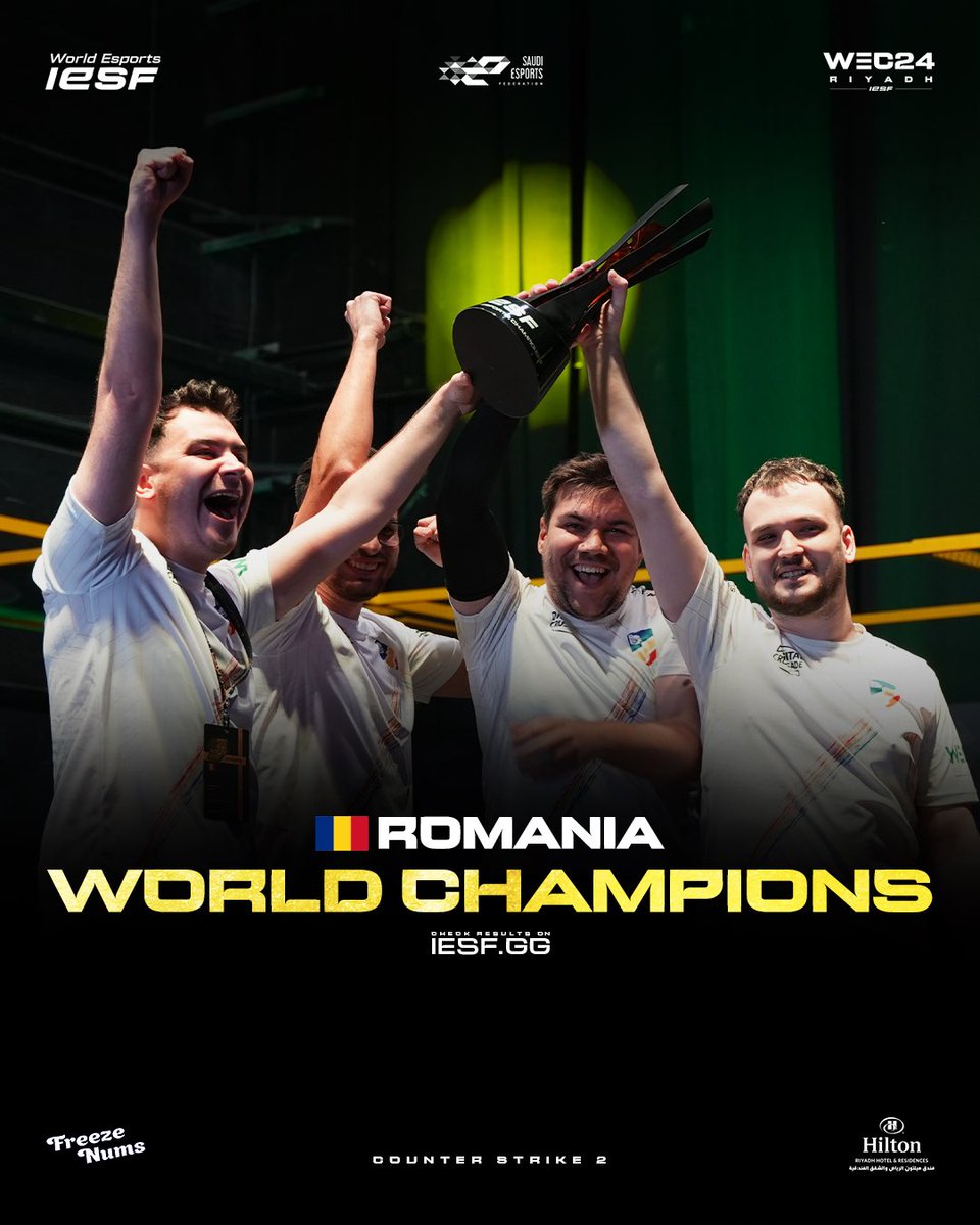 IESF (@iesf_official) on Twitter photo ROMANIA IS YOUR CS2 WORLD CHAMPIONNNN!! 🇷🇴🇷🇴
BRAVO ROMANIA👏
#IESF x #WEC24 ROMANIA IS YOUR CS2 WORLD CHAMPIONNNN!! 🇷🇴🇷🇴
BRAVO ROMANIA👏
#IESF x #WEC24