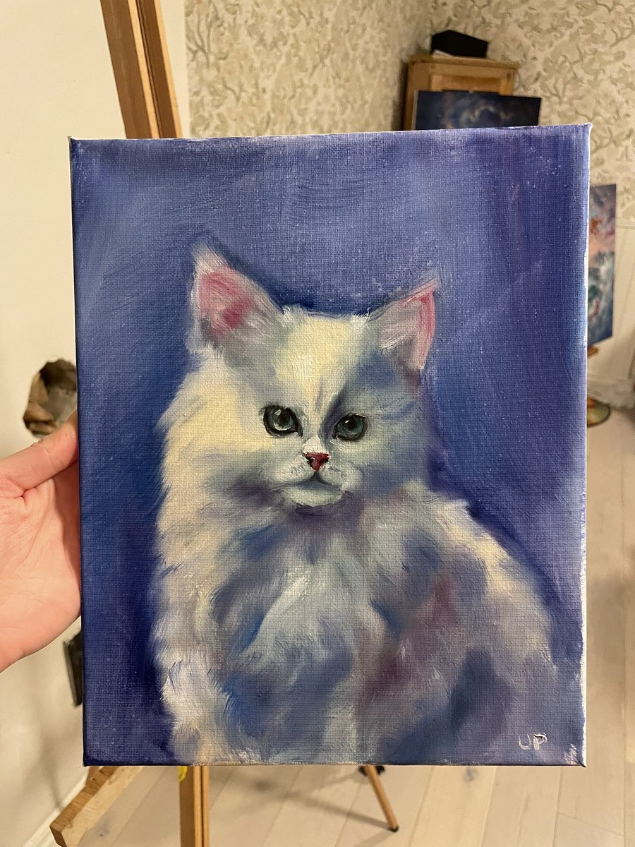 Vill du göra din svärmor glad denna jul? Beställ en porträtt av hennes katt! Tavlan på 30x40 cm kostar 1200 kronor inkl frakt. Om du vill göra tanten ännu gladare kan du beställa egen porträtt i Lidl-tröjan