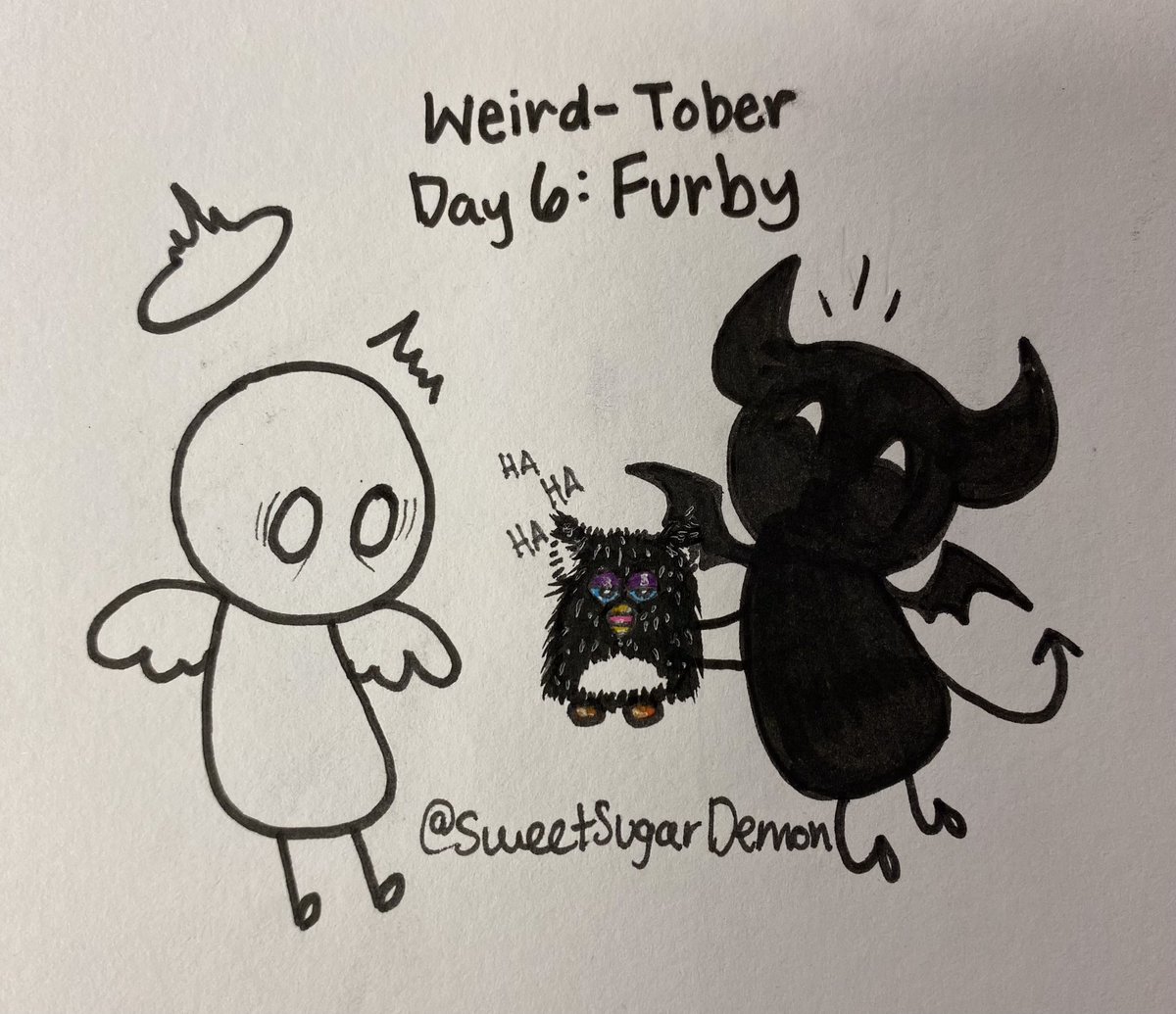 SweetSugarDemon's tweet photo. Day 6: Furby
•
•
•
#tapeweirdtober #art #weirdtober #traditionalart #pencilsketch #sketchart #sketch #oc #ocdrawing #occharacter #ocredraw #demon #demonic #demonoc #angel #angelic #angeloc #cutecomic #funnycomic #furby #furbyart https://t.co/A7ItItqrr2