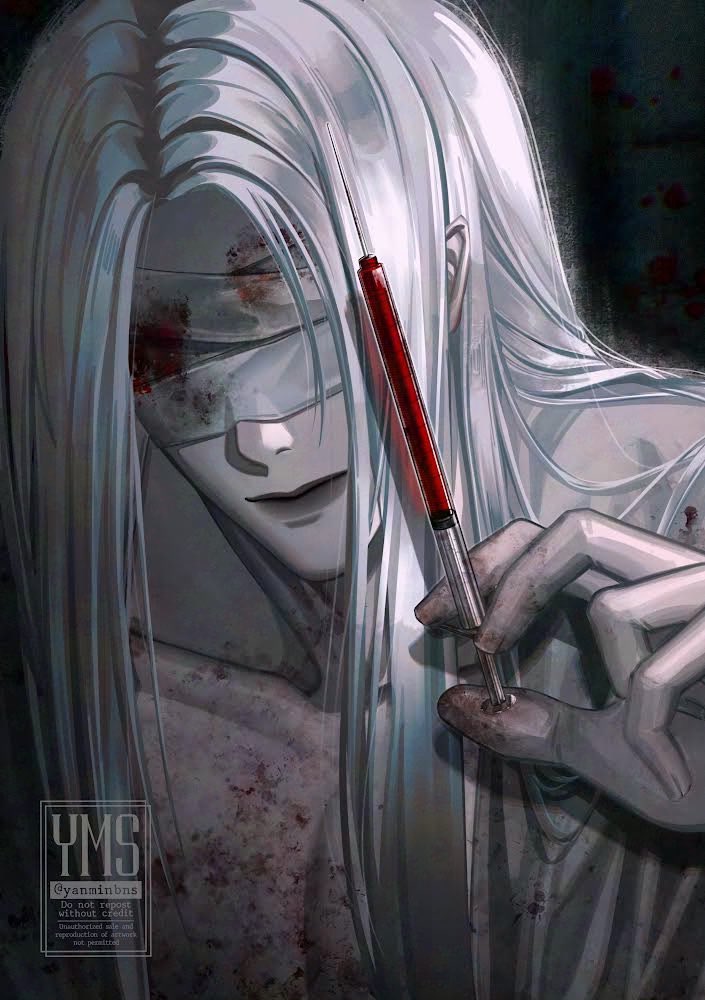 SaoSaturn_'s tweet photo. 🩸💉

Im sorry for the quality mr Silvair… i have to glaze my art😔 you are still handsome tho 

 #文字化化 #Homicipher https://t.co/uplDVh8x1G
