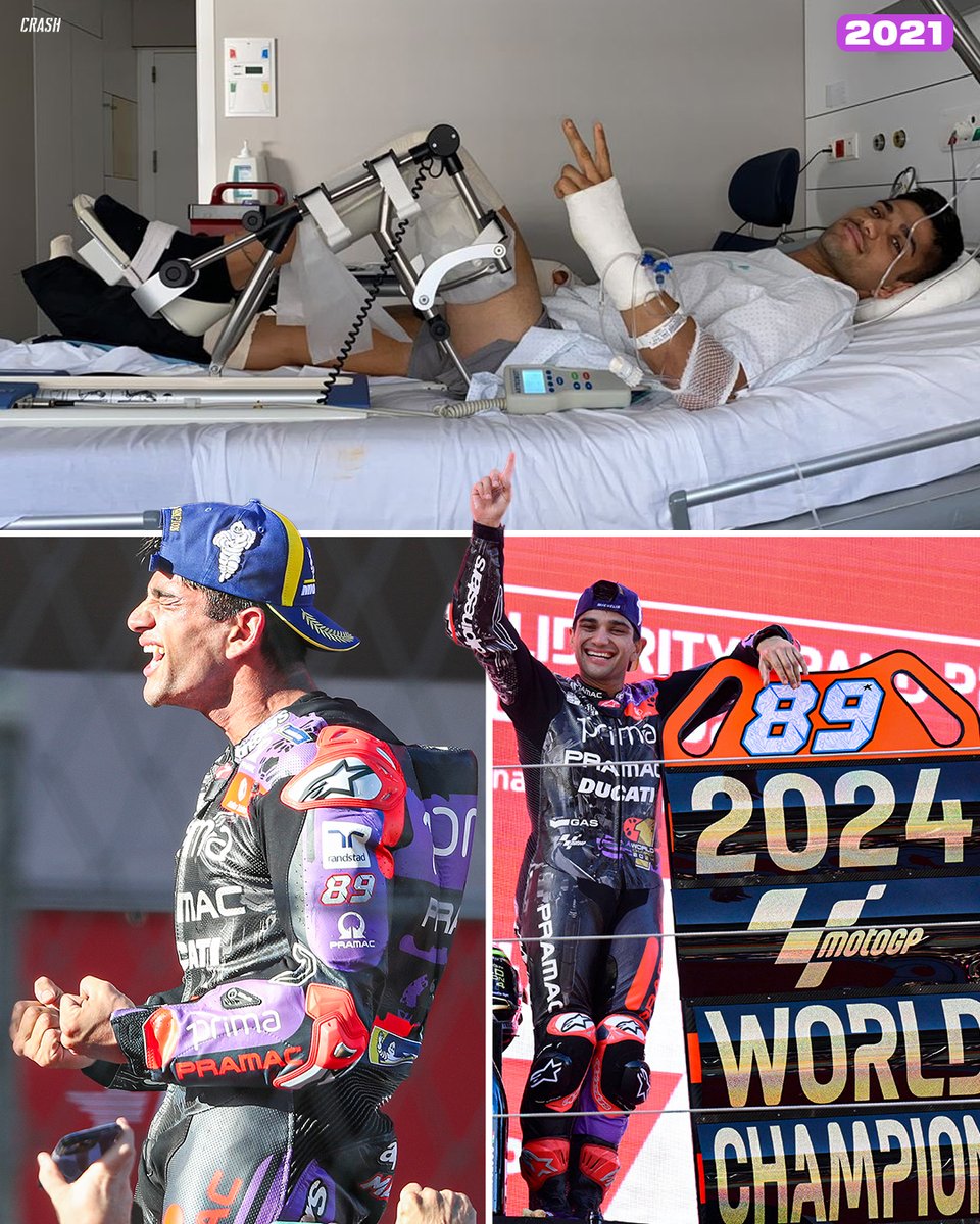 In 2021, Jorge Martin suffered horrific injuries in a crash at Portimao, which could have ended his career. 3 years later, he is MotoGP World Champion 👏👑

#MotoGP #SolidarityGP