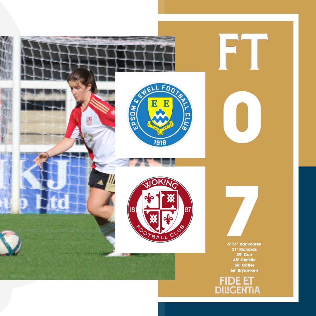 FULL TIME 🟡🔵

Another solid performance sees us progress in the Capital Women’s Cup! ✅

Thanks to Epsom and Ewell for the hospitality and the game 🙌

Back to league action next week as we travel to AFC Stoneham 🚗

#COYC #AwayDays <a href="/wokingfc/">Woking Football Club</a>