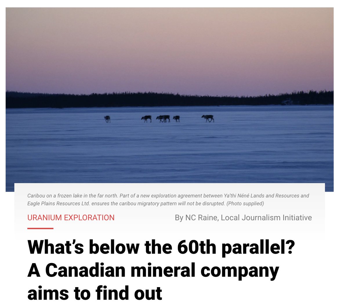 EFN Media (@efnewsonline) on Twitter photo Uranium exploration in Saskatchewan’s far north will soon be underway, but only if the caribou are not disturbed.
READ MORE:
eaglefeathernews.com/2024/11/15/351…
#exploration #landdevelopment #northernsask #agreement #nature Uranium exploration in Saskatchewan’s far north will soon be underway, but only if the caribou are not disturbed.
READ MORE:
eaglefeathernews.com/2024/11/15/351…
#exploration #landdevelopment #northernsask #agreement #nature
