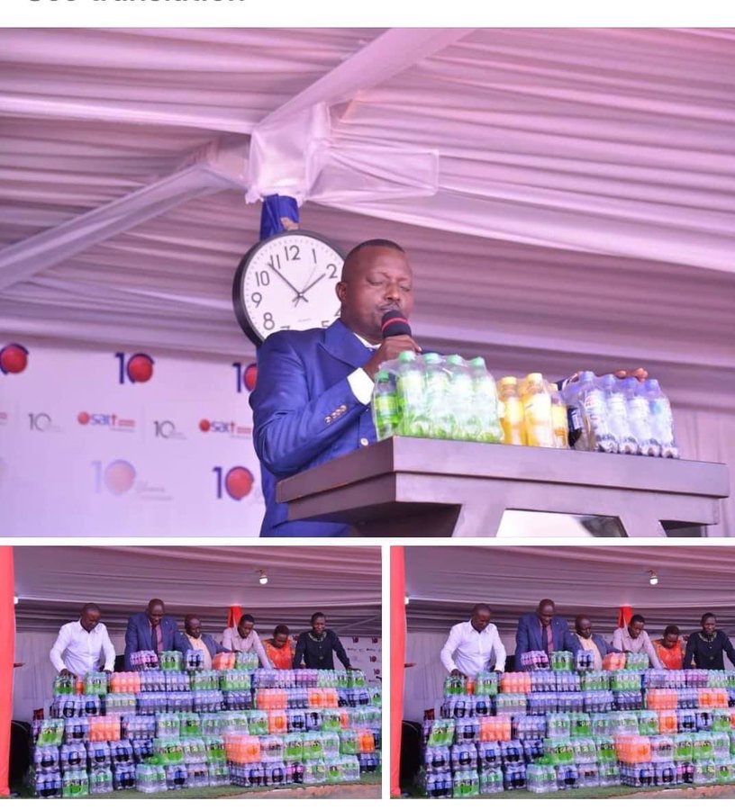 Pastor Aloysius Niyonzima Bugingo launches holy soda where each bottle costs UGX 50,000.
According to the pastor, whoever sips on this soda is entitled to space in heaven and earthly blessings and that their businesses shall thrive and triple the profits.
#KJNews