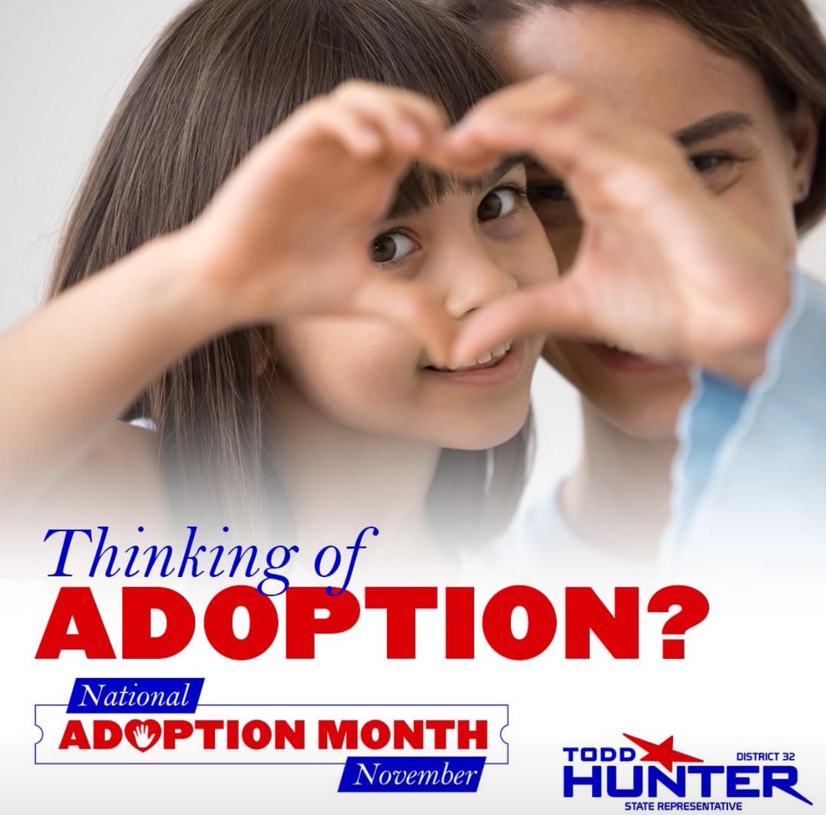 Dist32StateRep's tweet image. Have you considered adoption? November is National Adoption Month, a time that beautifully emphasizes the incredible impact families can have on children's lives. Check out the link below for more information as you consider starting this journey: adoptchildren.org #txlege