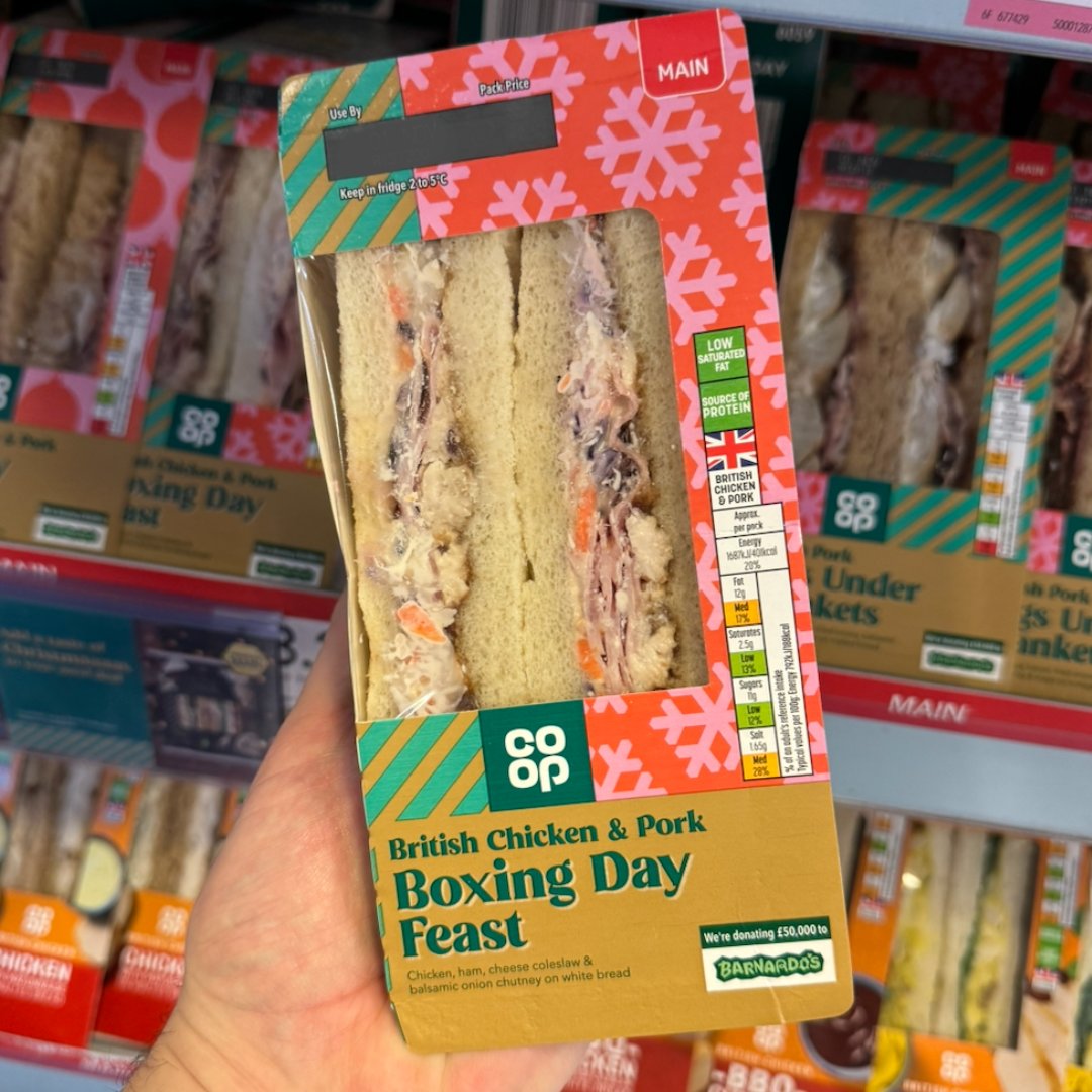 🎄<a href="/coopuk/">Co-op</a> festive sandwiches are in store now, including the return of their fan favourite Boxing Day Feast! 
What's your go-to Christmas sandwich? 🎄🥪