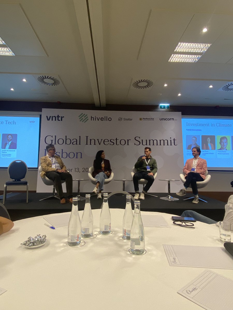 Inspiring speech from <a href="/YoannBerno/">Yoann Berno 🌎💡🎙️</a> during <a href="/vntrcapital/">VNTR Capital</a> summit in Lisbon Portugal on #climatetech and conversations around #impactinvesting with <a href="/SvanAttekum/">Sander van Attekum</a> 

Well aligned with <a href="/AxalGlobal/">Axal</a> impact goals! #impacttech 

TY!