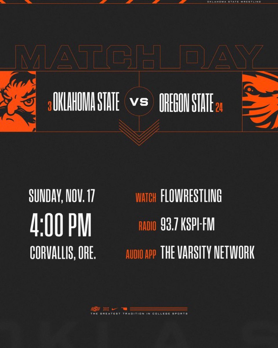 David Taylor (@magicman_osu) on Twitter photo Match day! Cowboys wrestle Oregon State today at 4 CST.
Go Pokes | <a href="/CowboyWrestling/">OSU Cowboy Wrestling</a> Match day! Cowboys wrestle Oregon State today at 4 CST.
Go Pokes | <a href="/CowboyWrestling/">OSU Cowboy Wrestling</a>