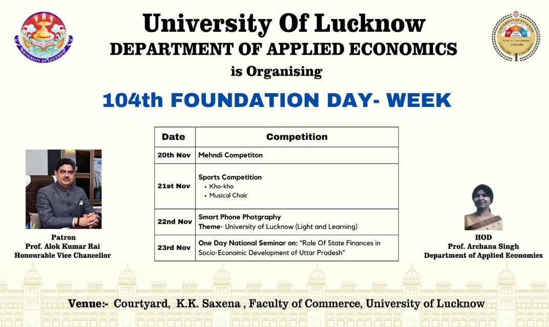 AppliedEconLU's tweet photo. @profalokkumar @lkouniv @dswlkouniv @_archanasingh https://t.co/XI0dbFRDVE