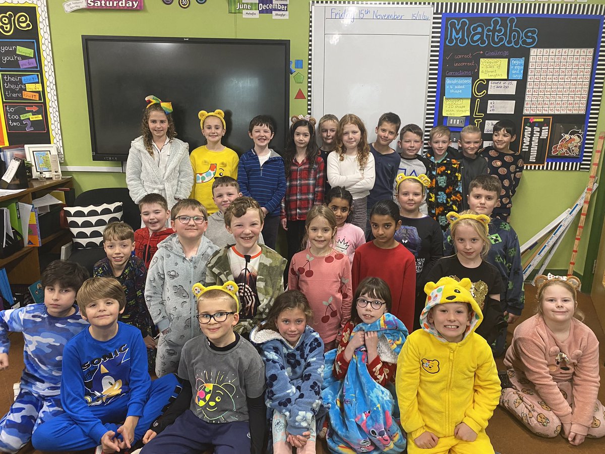 Year4TPS's tweet photo. Da iawn to all who supported #ChildrenInNeed in #Year4TPS by wearing their spots or pjs and donating. 

Edrych yn wych 4R &amp; 4L! Looking great 4R &amp; 4L! https://t.co/jzTwXcCP4F