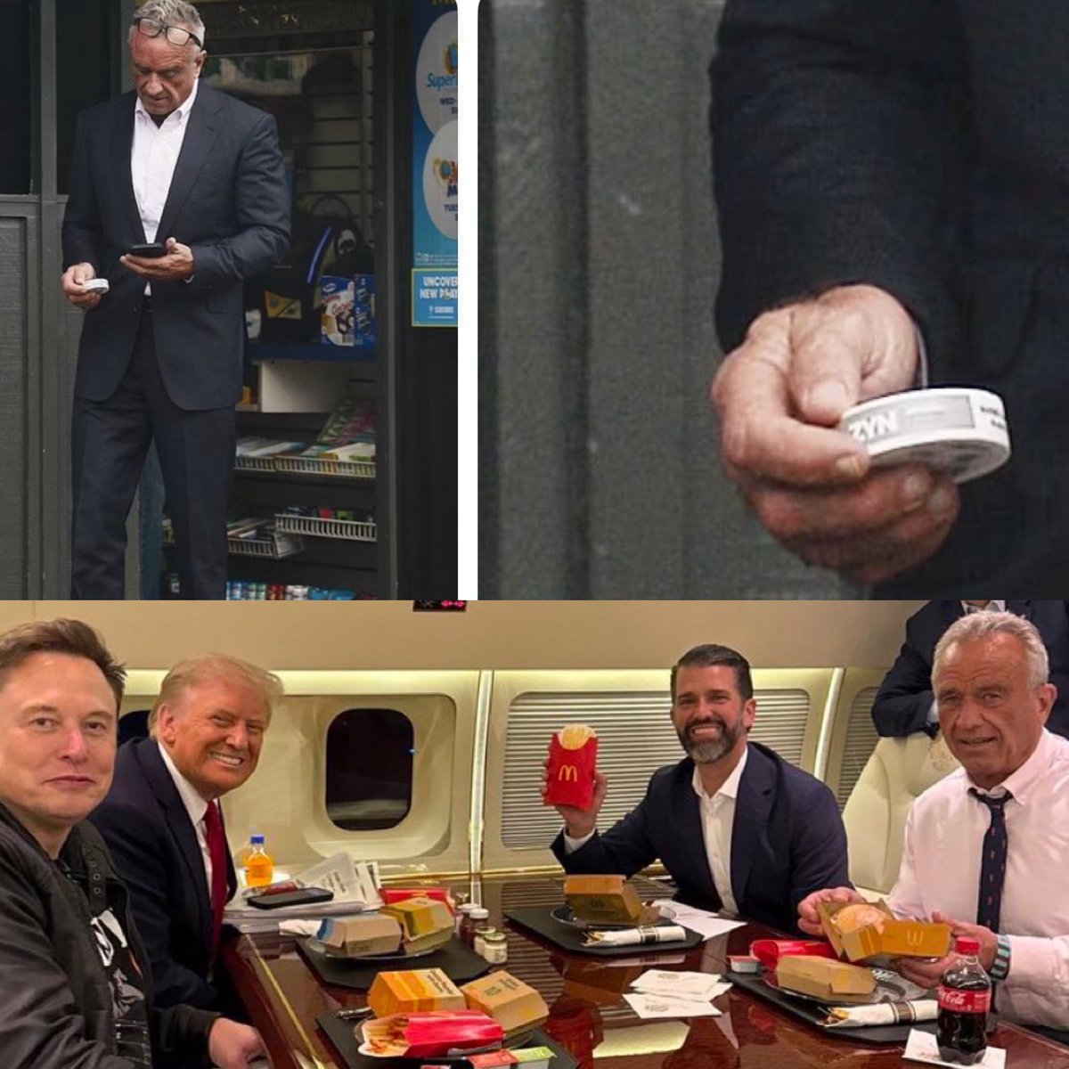 P_Kallioniemi's tweet image. RFK Jr. already Making America Healthy Again one ZYN and Big Mac at a time.