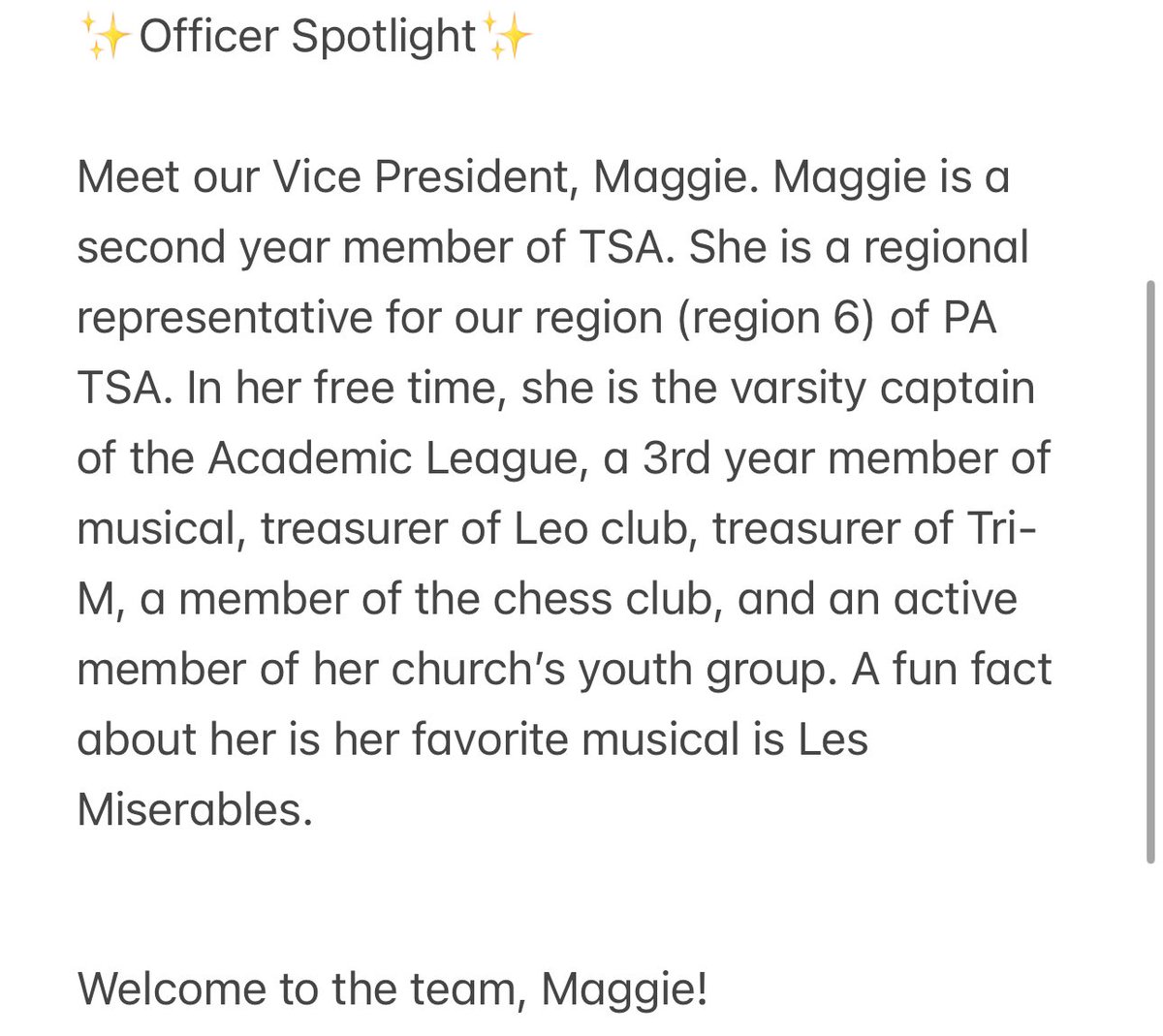 EF_TSA's tweet photo. Meet our Vice President, Maggie! https://t.co/a4AydMy3we