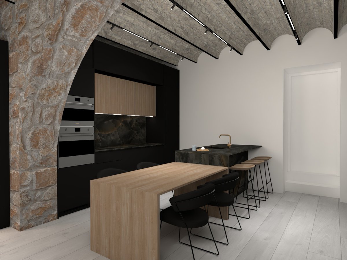 Hasna_Multi's tweet image. Una primera prueba que como quedaría una cocina negra en éste chalet que estamos reformando 🌬 #interiordesign #architecture