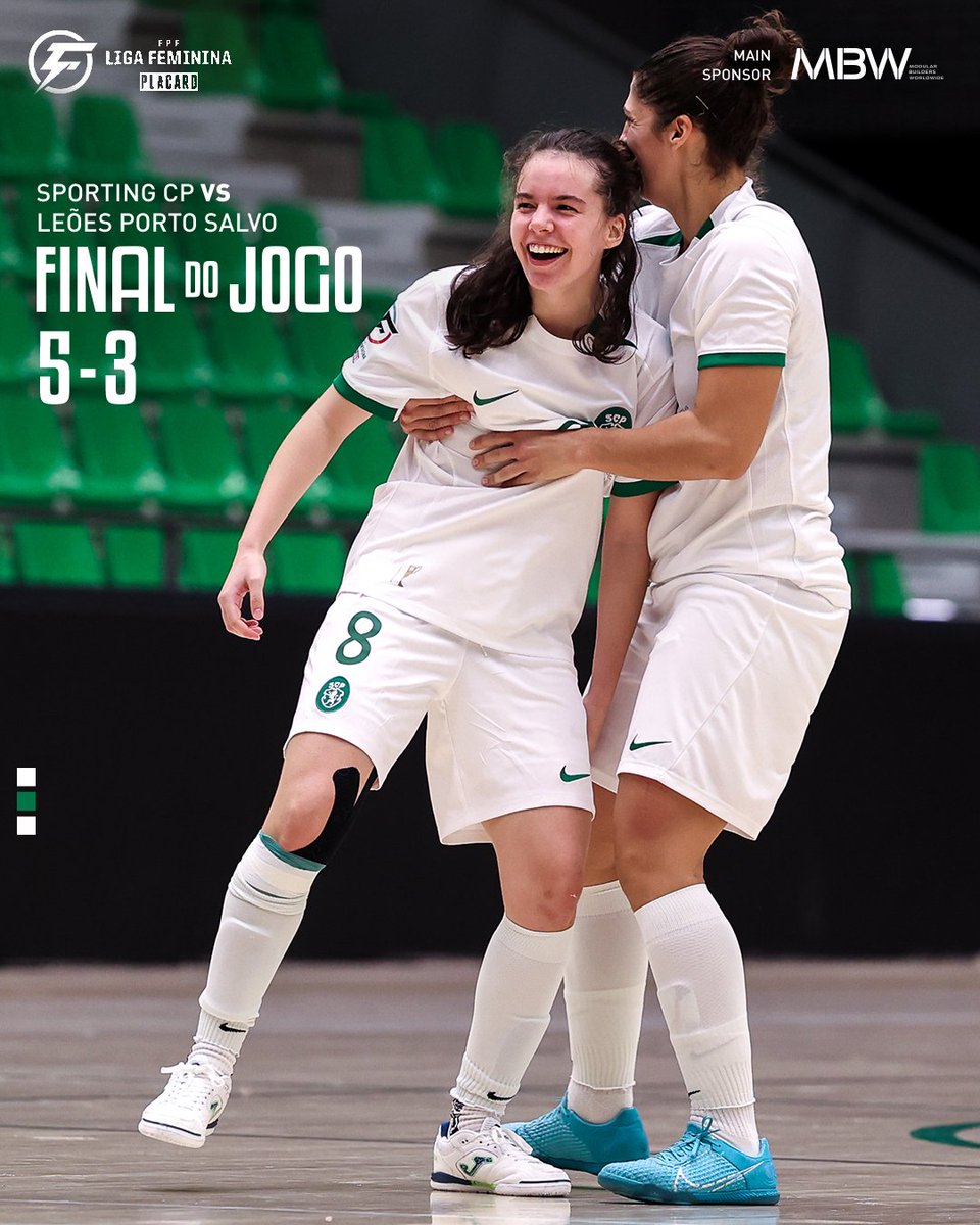 SCPModalidades's tweet photo. #FutsalFemSCP | ⏹ Vitória das Leoas , na 8.ª jornada do Campeonato Nacional  👏

⚽ Beatriz Fonseca, Beatriz Santos, Sara Galhardo e Júlia Santos (2)
🟢 5-3 ⚪ // #SCPLPS https://t.co/bLLGb3D46L