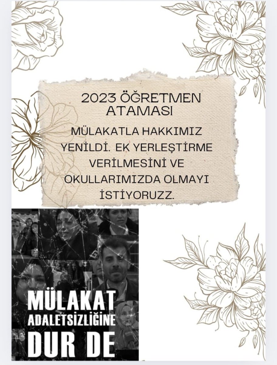 Adalet, hak edene hakkını vermektir. Hakkı yenen öğretmenler için ek yerleştirme şart! 

#AdaletİçinEkYerleştirme