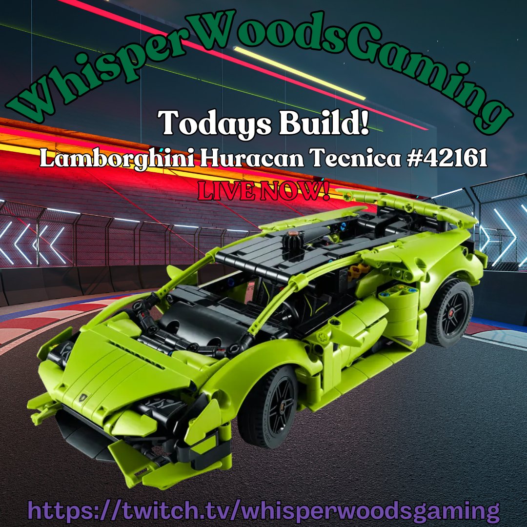 WhisperWoodsGam's tweet photo. LIVE NOW!🐺Lego Build🐾Lamborghini Huracan Tecnica 🐾 Kit # 42161 806 pcs 🐺https://twitch.tvwhisperwoodsgaming #twitch #twitchaffiliated #legoTechnic #HobbyBuilds #BBStreamTeam https://t.co/l4pYT2FN8y