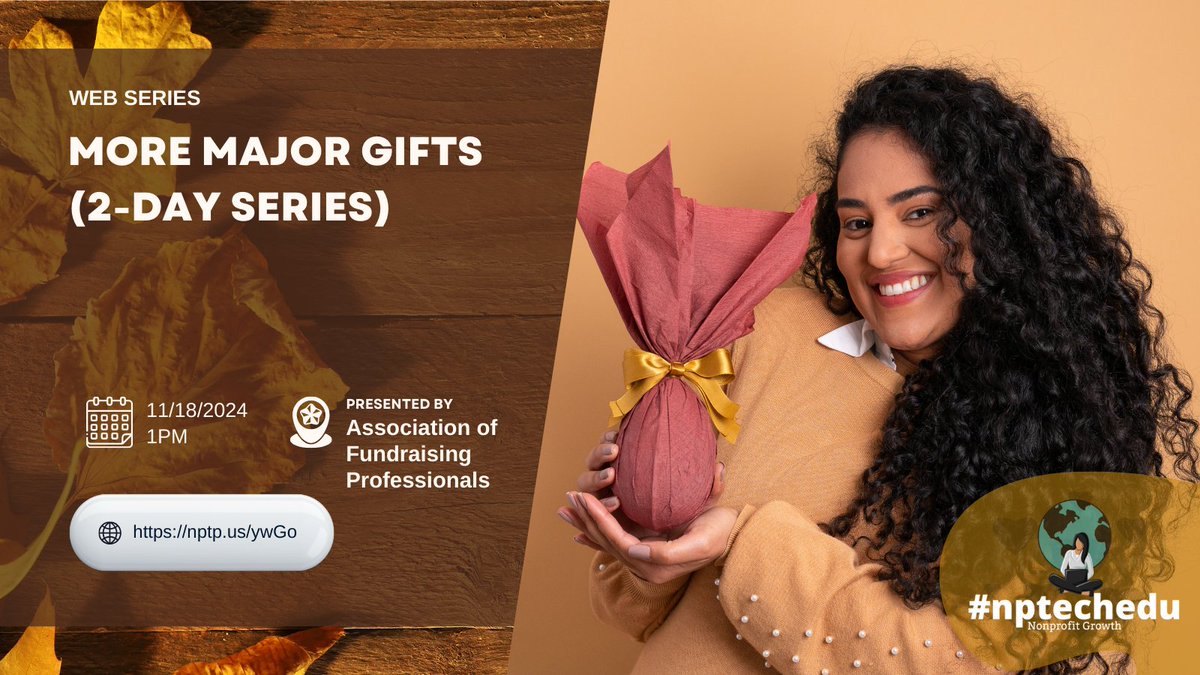 nptechedu (@nptechedu) on Twitter photo Tomorrow! Don't miss it! #nptechedu - MORE Major Gifts (2-day series) ▹11/18 at 1PM◃ <a href="/AFPIHQ/">AFP Global Headquarters</a> ⭑ nptp.us/ywGo ⭑ List of November events at nptp.us/KYlF Tomorrow! Don't miss it! #nptechedu - MORE Major Gifts (2-day series) ▹11/18 at 1PM◃ <a href="/AFPIHQ/">AFP Global Headquarters</a> ⭑ nptp.us/ywGo ⭑ List of November events at nptp.us/KYlF