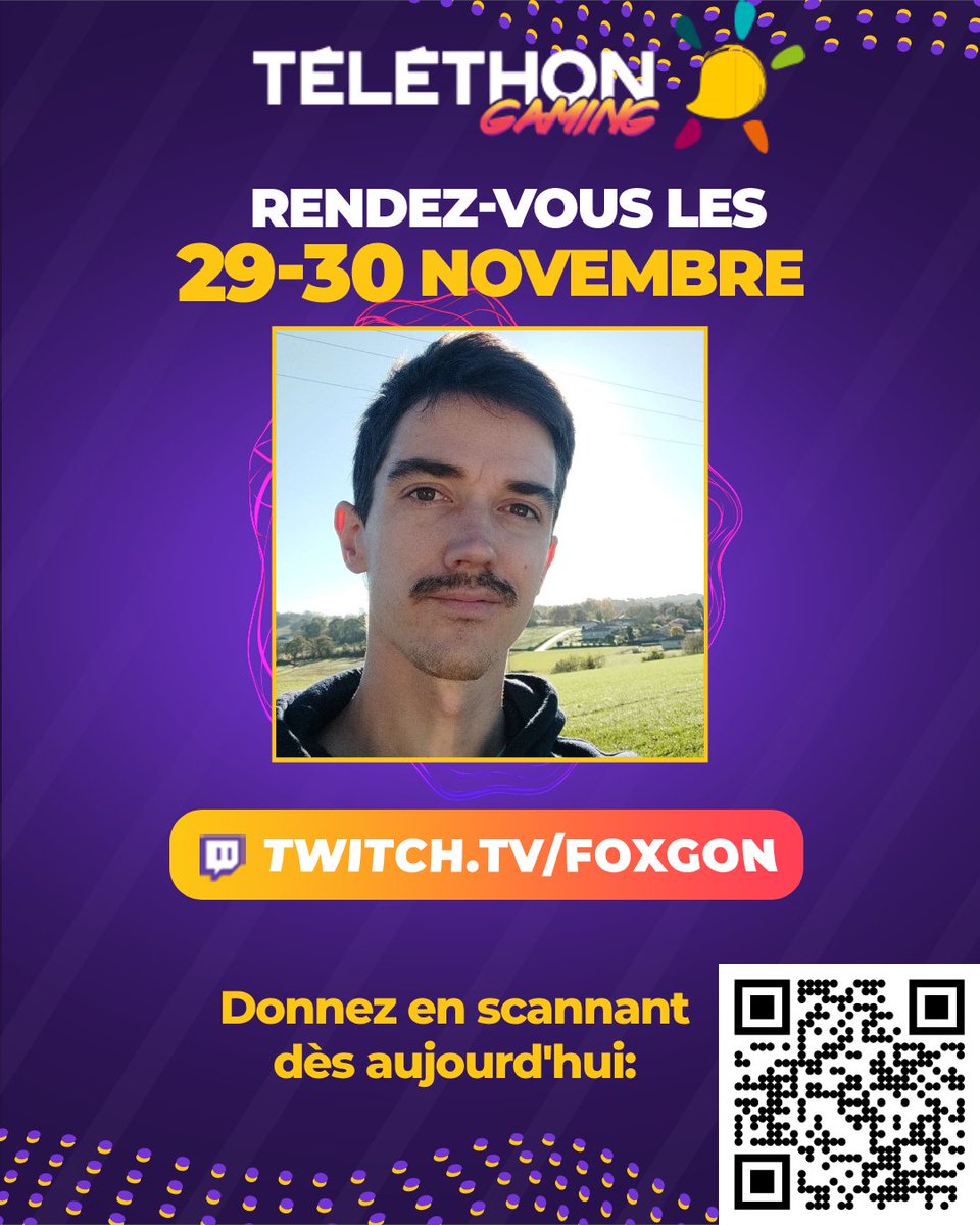 Foxgon (@foxgon40) on Twitter photo C'est l'heure d'annoncer que cette année encore, je m'implique pendant 30h pour soutenir le #TéléthonGaming !
RDV le 29 NOVEMBRE dès 18h!
Tout streamer Twitch / Tiktok / Youtube (etc) peut nous aider à collecter pour le @GamingTelethon et <a href="/Telethon_France/">AFM-Téléthon</a> 💙#Téléthon2024 C'est l'heure d'annoncer que cette année encore, je m'implique pendant 30h pour soutenir le #TéléthonGaming !
RDV le 29 NOVEMBRE dès 18h!
Tout streamer Twitch / Tiktok / Youtube (etc) peut nous aider à collecter pour le @GamingTelethon et <a href="/Telethon_France/">AFM-Téléthon</a> 💙#Téléthon2024