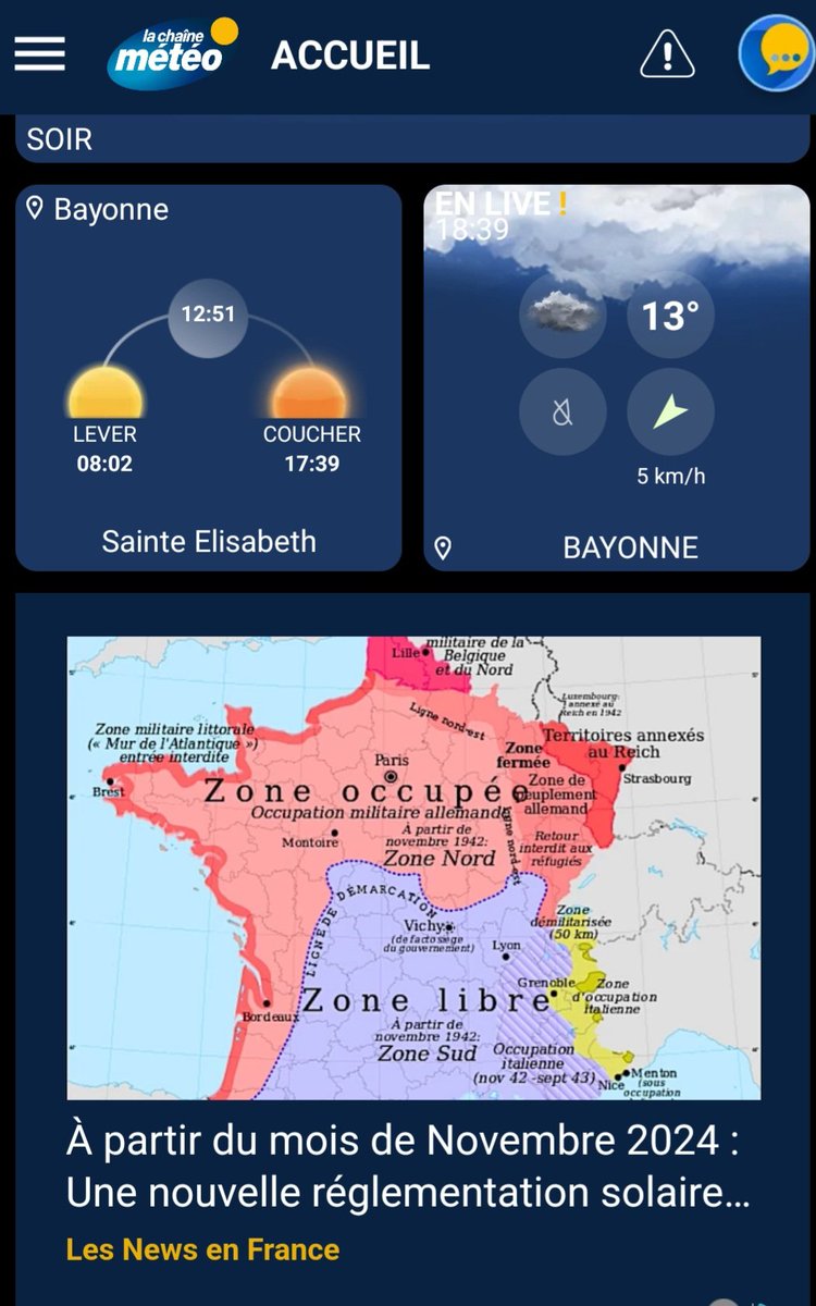 chtinono5962's tweet photo. Bravo @lachainemeteo , concernant vos publicités avec une carte de la #franceoccupée durant la #secondeguerremondiale #WWII 🙄🙄🙄 https://t.co/iEMAjxii96