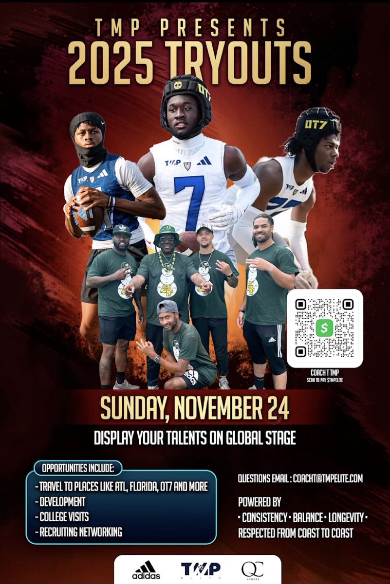 CoachTTMP's tweet image. NIL Opportunities, College Exposure, My Network is Bigger that any Coach you deal with! Our staff is more connected than any staff @TMPMafia7v7 #GetConnected 
registration.teamsnap.com/form/16821