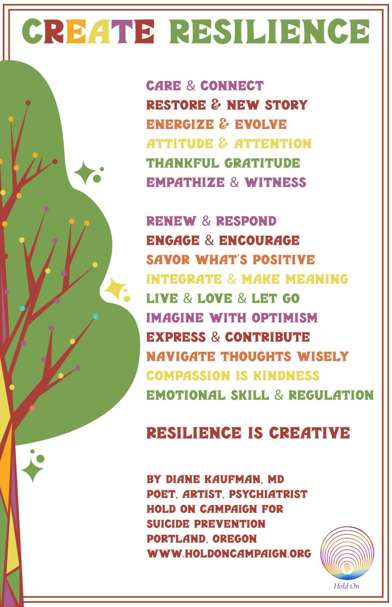 MPAMind_com's tweet image. I am happy to support the amazing work of the @holdoncampaign_  for #SuicidePrevention. The artist of 'Create #Resilience' is Amanda Meador &amp;amp; words are from Dr. Diane Kaufman, poet, artist, child psychiatrist, humanism-in-medicine awardee &amp;amp; campaign founder.
