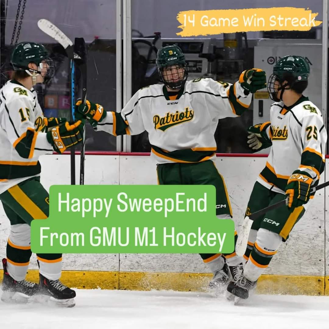 GMUHockeyScout's tweet photo. HAPPY SWEEPEND!!!

Friday GMU 4 UNC 2

Saturday GMU 7 NCST 4

#RoadTrip to Duquesne next weekend.
@ByGeorgeGMU @CRHRHockey @DMVHockey @GMUGiantKiller @MasonSportsPod @GeorgeMasonU @MasonAthletics @GMUClubSports @MasonAlumni 
#CawlidgeHawkey #ACHAD1 #ECHA #Patriots #WhyNotMason https://t.co/Pd0rhW3hxo