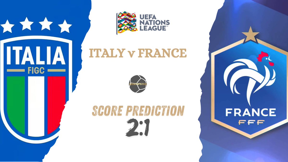 ArmTipster's tweet photo. 🔥 Correct Score | Odds: 11.0
🇮🇹 Italy 2-1 🇫🇷 France

Who’s backing this? 🎯⚽️
#Italy #France #BettingTips https://t.co/tCPBSFH67S