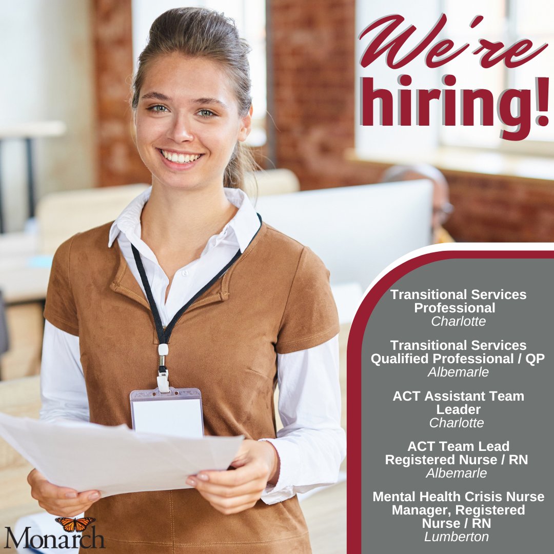 We have rewarding job opportunities immediately available across North Carolina! If you are passionate about making a difference, consider joining our team! View and apply to our available roles by visiting ow.ly/FIk250U8fZK.