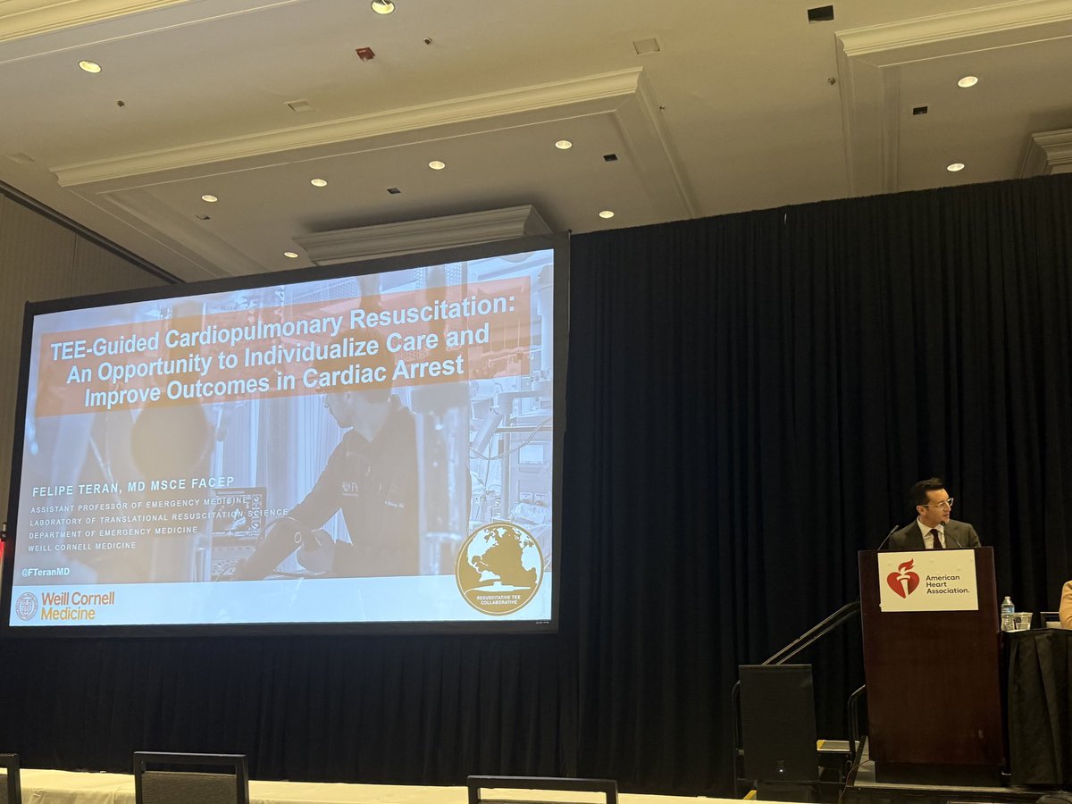 Tommaso Scquizzato, MD (@tscquizzato) on Twitter photo Now <a href="/FTeranMD/">Felipe Teran, MD MSCE</a> on the stage presenting on TEE-Guided CPR as An Opportunity to Individualize Care and Improve Outcomes in Cardiac Arrest
#ReSS24 <a href="/AHAScience/">AHA Science</a> Now <a href="/FTeranMD/">Felipe Teran, MD MSCE</a> on the stage presenting on TEE-Guided CPR as An Opportunity to Individualize Care and Improve Outcomes in Cardiac Arrest
#ReSS24 <a href="/AHAScience/">AHA Science</a>