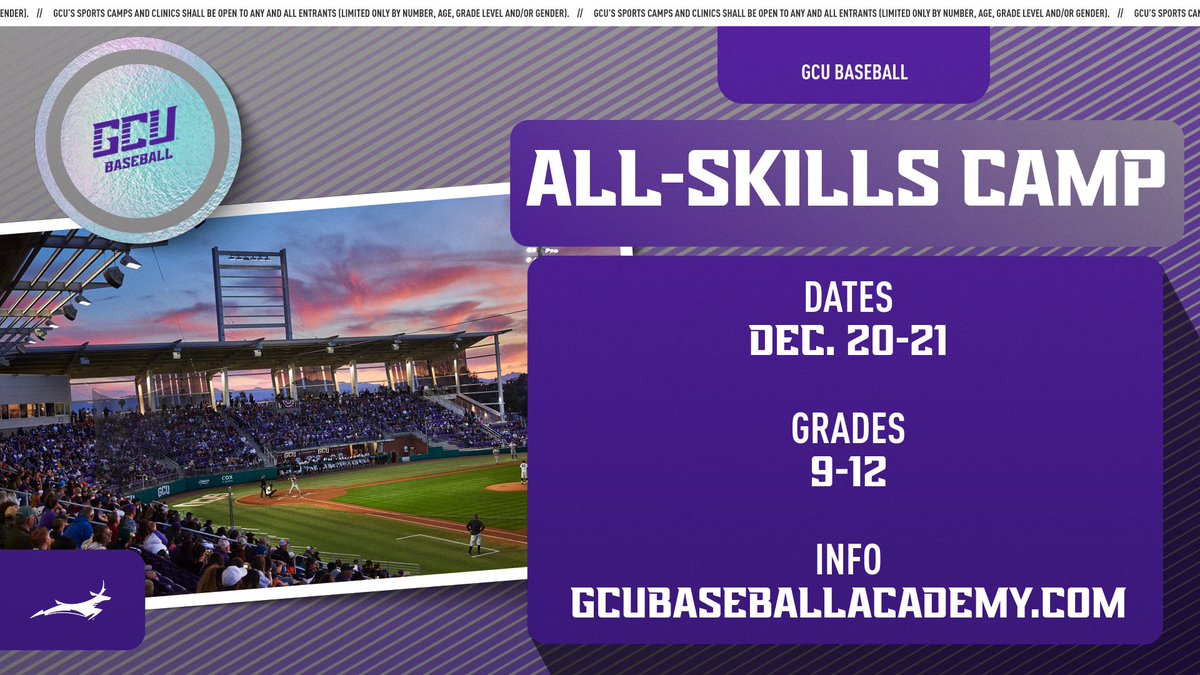 Join the GCU Baseball staff for two days of skill development and a look inside the GCU Baseball program. #LopesUp 

Info &amp; registration » gcubaseballacademy.com