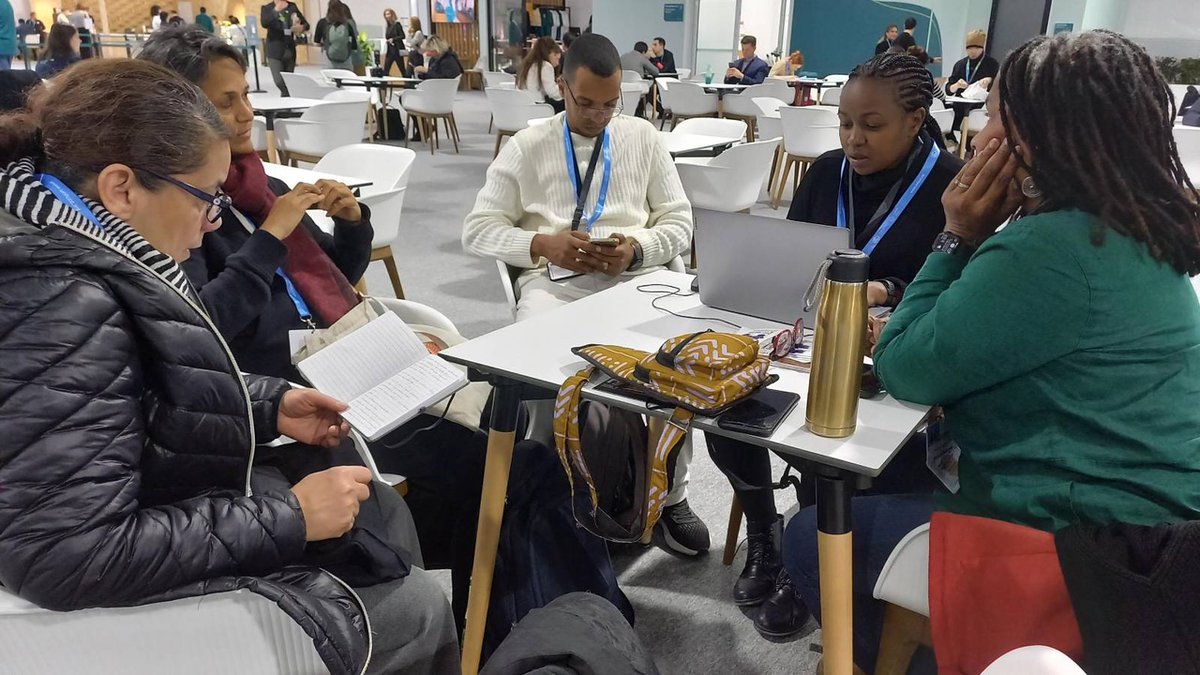SustainAllLife's tweet photo. Debriefing in the Green Zone—a moment to reflect, recharge, and strategize. 🌿 These discussions are vital as we navigate the complexities of #COP29 and continue sharing Sustaining All Life’s tools for emotional resilience and climate action. #ClimateHealing #SustainingAllLife https://t.co/mPy9dR63dX