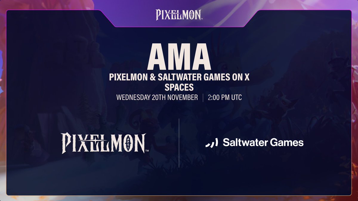 Pixelmon x Saltwater Games

Join us for an AMA with <a href="/saltwatergames/">Saltwater Games</a> to learn how this innovative game studio leverages Web3 and AI to transform renowned IPs into immersive interactive entertainment experiences.

x.com/i/spaces/1nAJE…