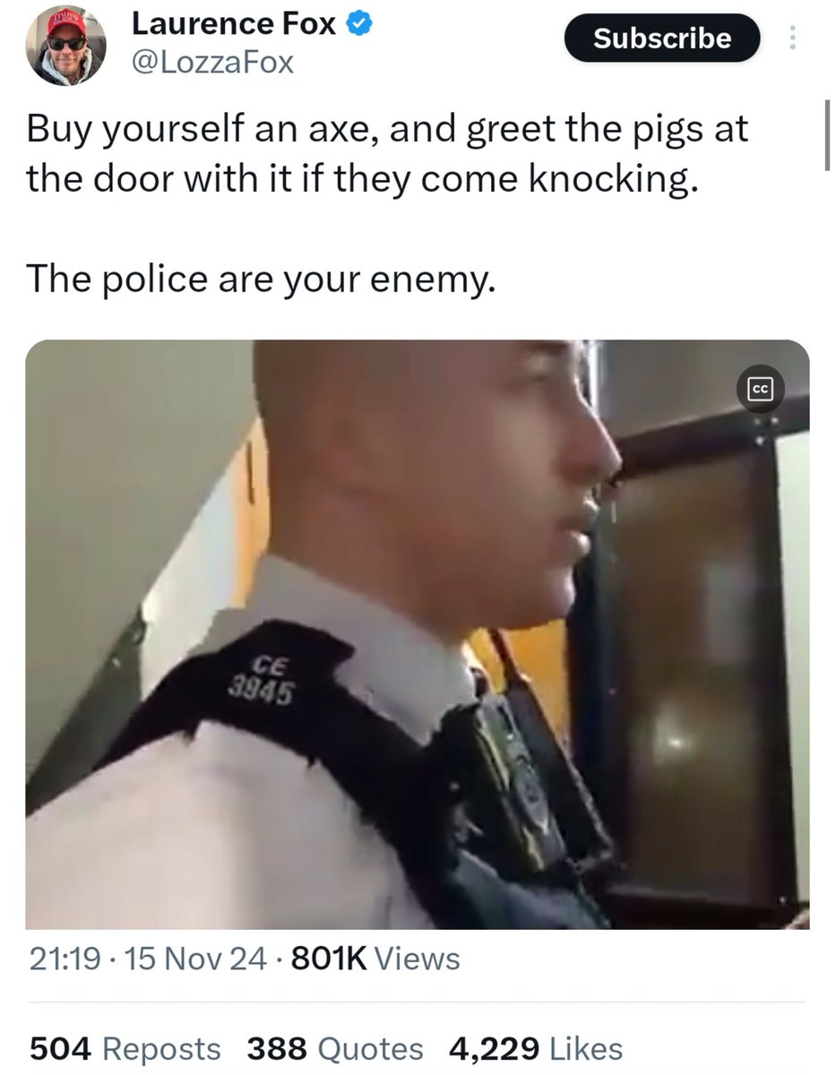 Laurence Fox is a terrorist.

Arrest him.