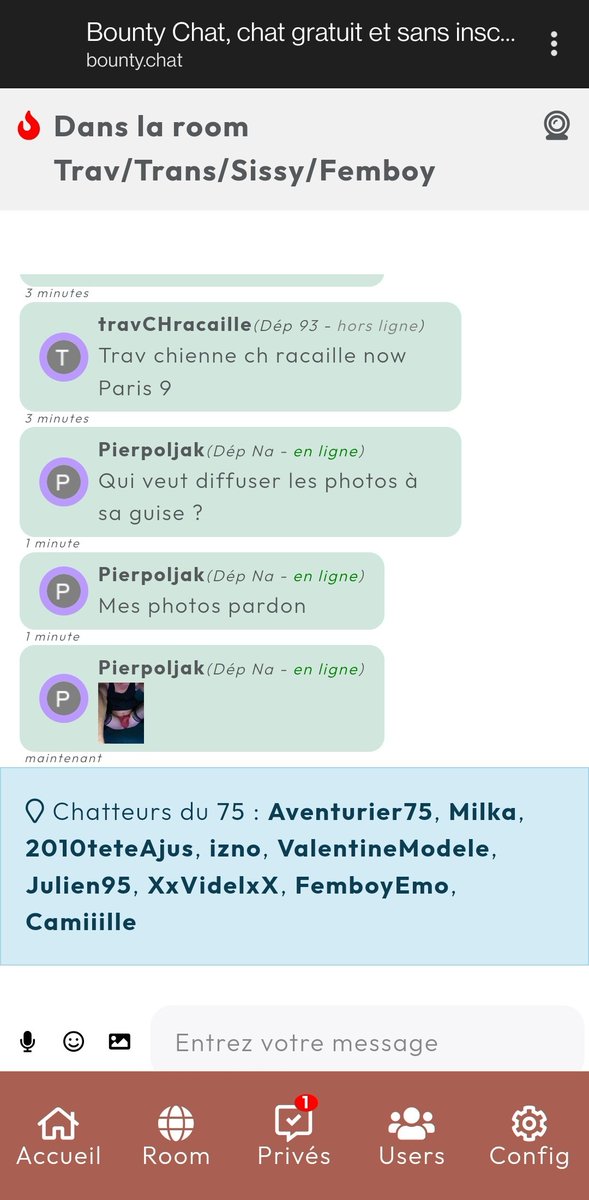 Découvrez la room "trav/trans/Sissy/femboy" pour rencontrer des trav et trans autour de chez vous 🔞🥵

#trav #trans #rencontre #tchat #bdsmِ #soumis #domi #gay #gaydoms