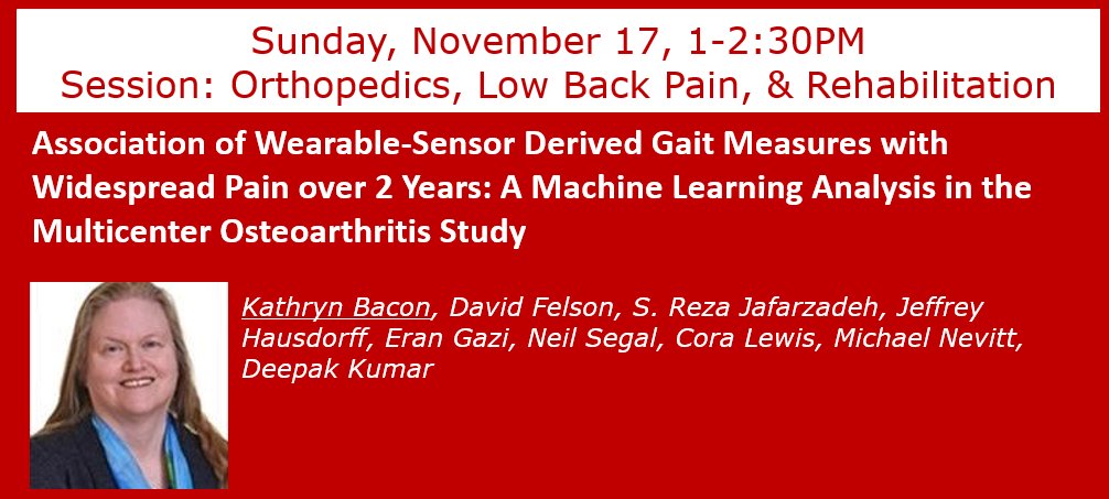 Deepak Kumar, PT, PhD (@profdeepakkumar) on Twitter photo Today at #ACR24 by Dr. Kathryn Bacon
#gait #pain #machinelearning
<a href="/bu_movelab/">Movement & Applied Imaging Lab</a> <a href="/BU_BMC_Rheum/">BU/BMC Rheumatology</a> Today at #ACR24 by Dr. Kathryn Bacon
#gait #pain #machinelearning
<a href="/bu_movelab/">Movement & Applied Imaging Lab</a> <a href="/BU_BMC_Rheum/">BU/BMC Rheumatology</a>