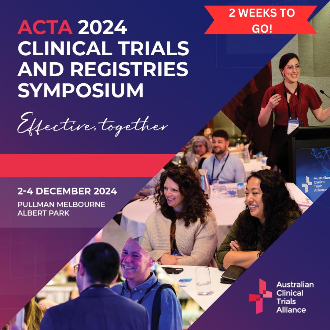 ACTA_org's tweet photo. The countdown is on!

We are just 2 WEEKS AWAY from the start of this year’s ACTA 2024 Clinical Trials and Registries Symposium.

Register now, https://t.co/Gpzf8RK0t9

#ACTA2024 https://t.co/RbWGn5LxrT