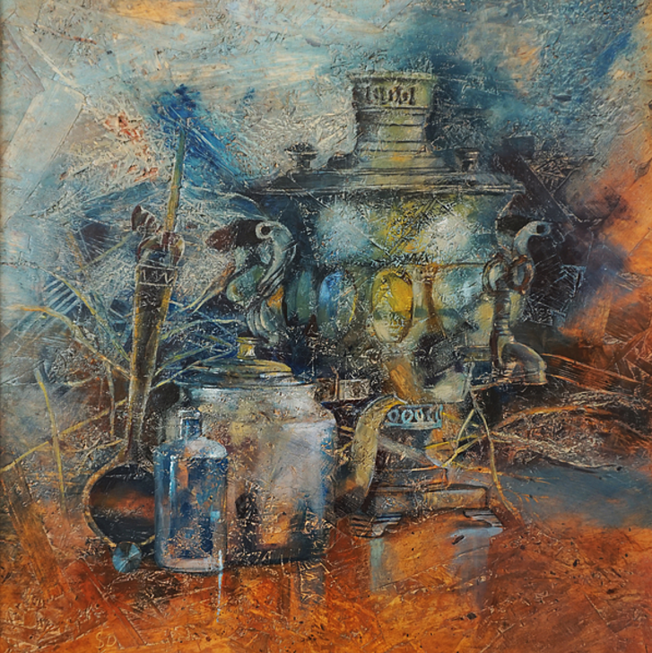 dorastorkart's tweet photo. Samovar-blue Square
Digital monochrome square version of my handmade encaustic painting Samovar-blue.

#teapot #samovar #Reflections #StillLife #BuyIntoArt 
@dorastorkart https://t.co/QvYdUIQwkh