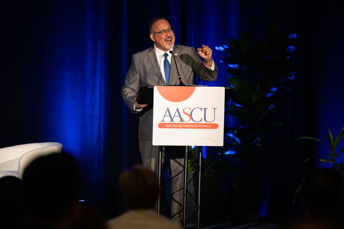"A well-supported state college system is your state's best economic driver. Who better than you to lift up the possibilities within your state and ground your colleges as the foundation for economic growth?" said <a href="/SecCardona/">Secretary Miguel Cardona</a> at #AASCU24