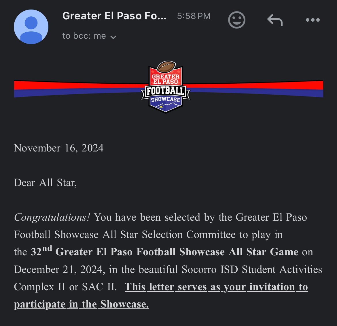 Beyond thankful for this opportunity to be part of the Greater El Paso All Star game. <a href="/Prep1USA/">PREP1</a> <a href="/915Showcase/">Greater EP Football Showcase</a> <a href="/BlazerFBprogram/">Trail Blazer Football</a> <a href="/Coach_NoeRobles/">Noe Robles</a> <a href="/BlazerNationAHS/">Americas High School</a>