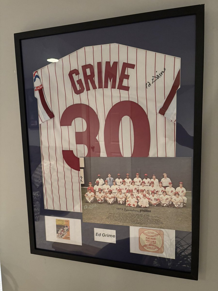 Some Archbold ⚾️ history is now hanging on the walls in my basement.👇🏻

Jerseys signed by the 3 Archbold guys who have been drafted by the MLB. 🔥 

#JeronWilliams #KadeKern #EdGrime