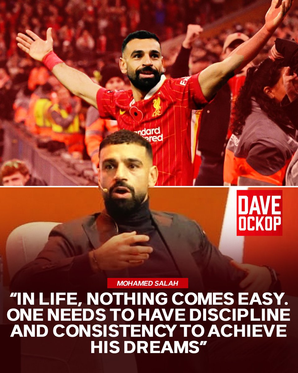Mohamed Salah speaking at a book event in Sharjah, UAE today:

“In life, nothing comes easy. One needs to have discipline and consistency to achieve his dreams.” 

“One needs to navigate through the intense pressures of elite sport and life and things with calmness.”

“Not every