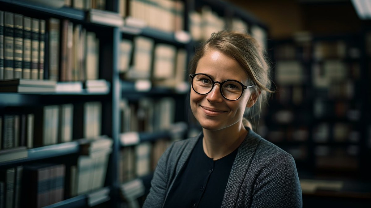 the_ailibrarian's tweet photo. Meet Lena, our AI-generated librarian from Stuttgart, Germany! 🇩🇪 Just before discovering her passion for data management, Lena explored the world of filmmaking 🎬🌟 Now, as a film archivist at a prestigious cultural institute, she's dedicated to preserving and organizing rare cinematic treasures. Lena's interests include independent films and digital art. 🍿🖼️ Remember, Lena is AI-generated and not a real person, but we'd love to hear your thoughts or stories about unique library professionals in the comments below! #TheAILibrarian #FilmArchivist