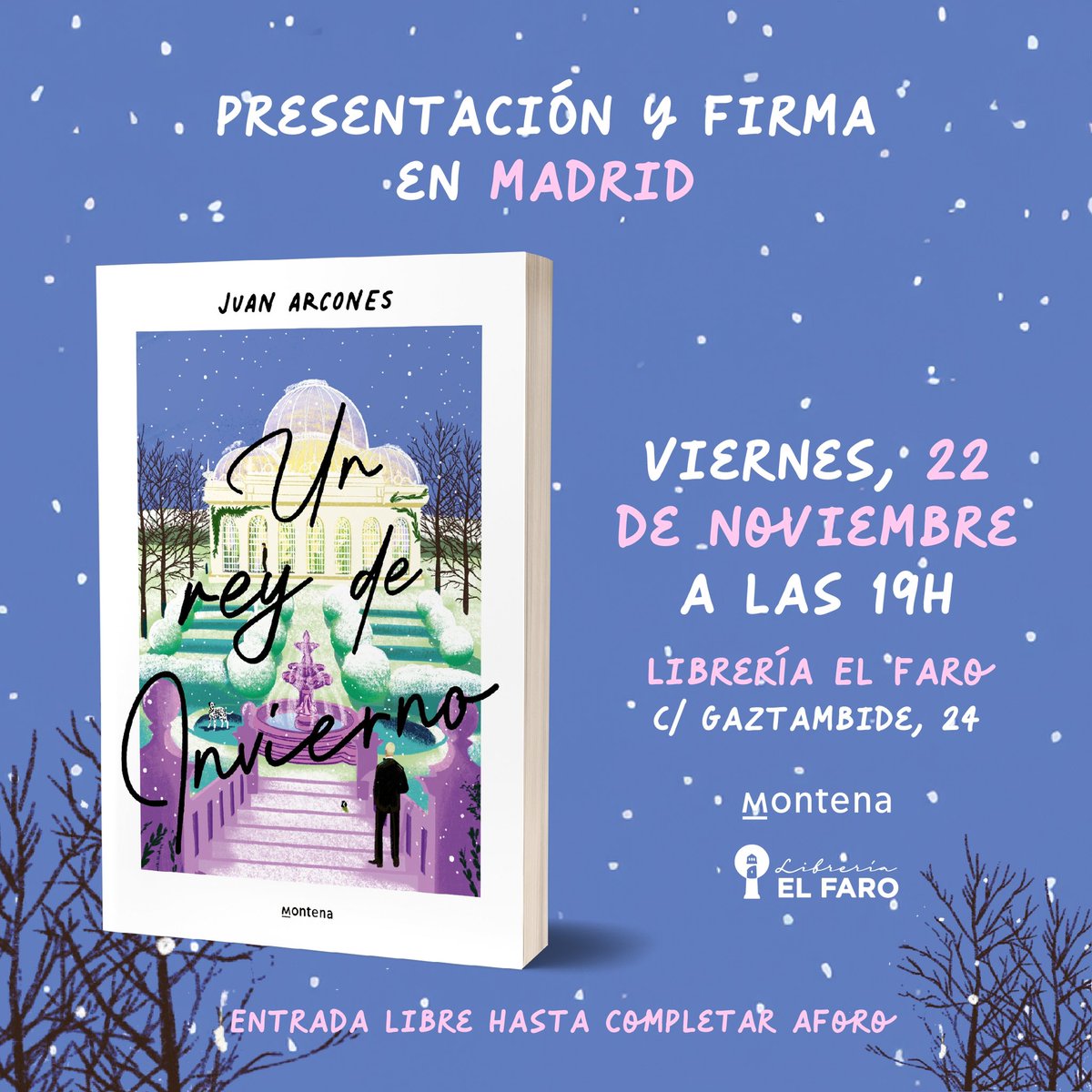 juanarcones's tweet image. Este viernes 22 de noviembre es la presentación en Madrid de ‘Un rey de invierno’ y hoy ya puedo anunciar que estaré charlando con una chica que acaba de empezar en este mundo literario llamada @joanamarcusx 🤗😳 nos vemos por allí?