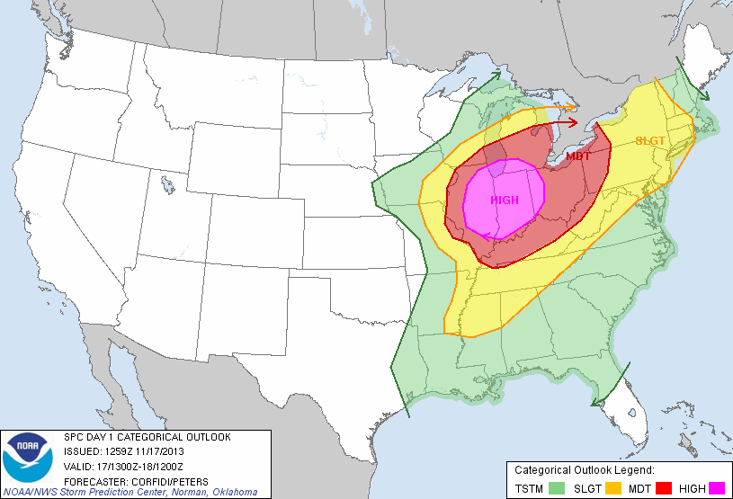weather_history's tweet photo. November 17, 2013: 

A massive and devastating outbreak spawned 74 tornadoes throughout the Midwest and Ohio Valley. 33 twisters were significant (EF2+), two of which were EF4s. Eight people were killed, 190+ were injured, and >$1 billion in damage was produced. 

#wxhistory https://t.co/fvbWARj2PA