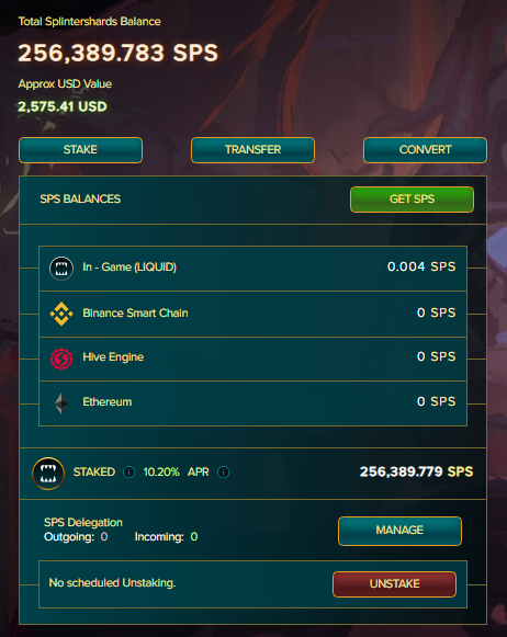 And a kind of bittersweet milestone 

Crossed a 1/4 million sps!

It's worth less than $ my 100k was😞

Not that fun to see, but.. I'm a crypto vet, I know how the swings can be, a game currency through a brutal bear market🤷‍♂️

Let's see what the bull brings!

#splinterlands