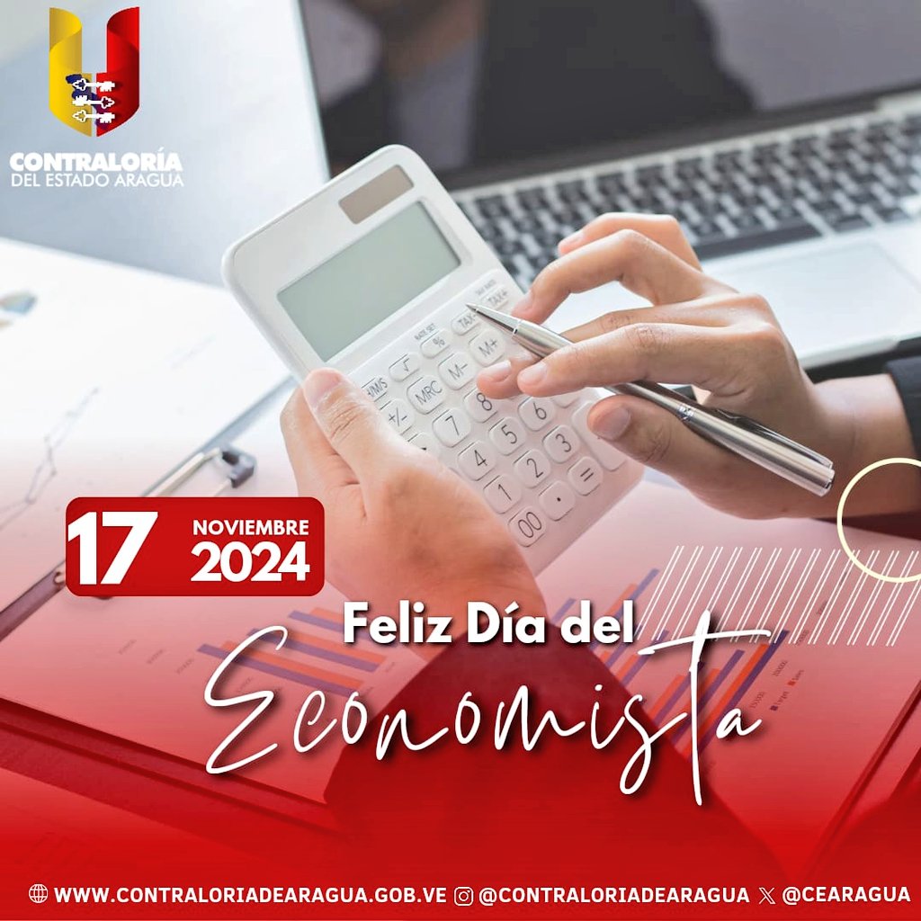 Hoy es el día del Economista y la gran familia de la <a href="/CEAragua/">Contraloría del Estado Aragua</a> liderada por <a href="/CesarOteroDuno/">César Otero Duno.</a>, felicita sinceramente a todos esos profesionales de las áreas económicas que aportan su talento y capacidades en pro del país. Felicitaciones!