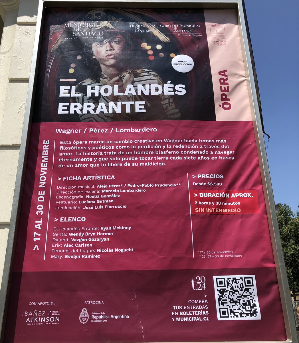 Llegamos 🛬 👍😉 <a href="/MunicipaldeStgo/">Teatro Municipal de Santiago</a> primera función de “El Holandés Errante”, de Richard Wagner. Una producción a cargo de Marcelo Lombardero 🇦🇷 conducida por Alejo Pérez y <a href="/PepaPrudencio/">Pedro-Pablo Prudencio</a> / hasta el 30 de noviembre #Opera #Wagner